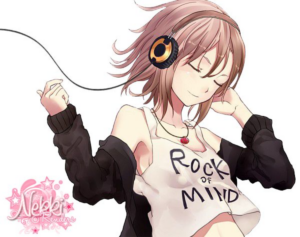 Una chica estilo anime escuchando música.