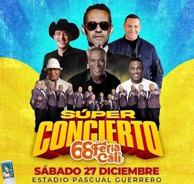 Poster del Superconcierto de Cali recortado donde se enfocan los artistas por presentarse.